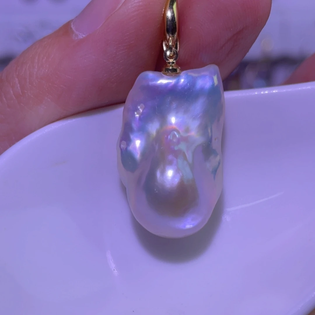 天然淡水珍珠吊坠银S925镶嵌淡水珍珠