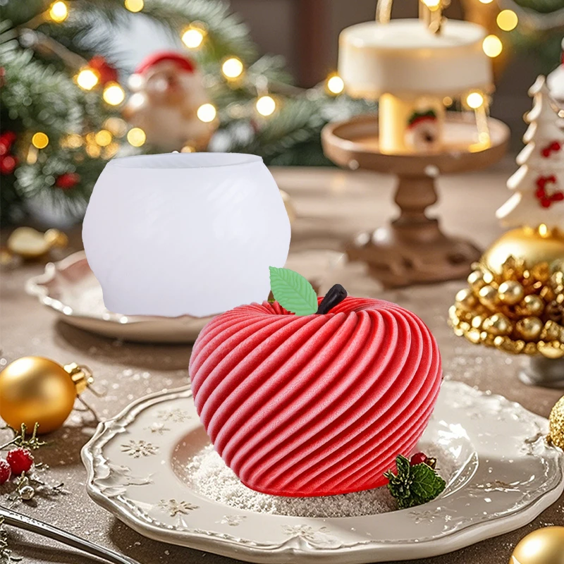 网红螺纹苹果硅胶模具慕斯蛋糕布丁DIY神器自制甜点磨具厨师专用