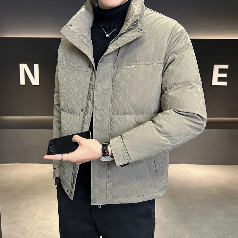 九江羽绒服男短款2025新款高端白鸭绒保暖外套立领加厚男士羽绒衣