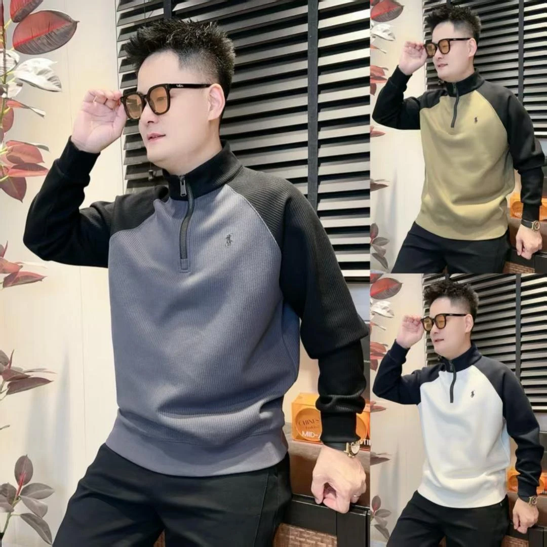 插肩拼色刺绣男士立领卫衣秋季新款时尚百搭休闲立领卫衣66390