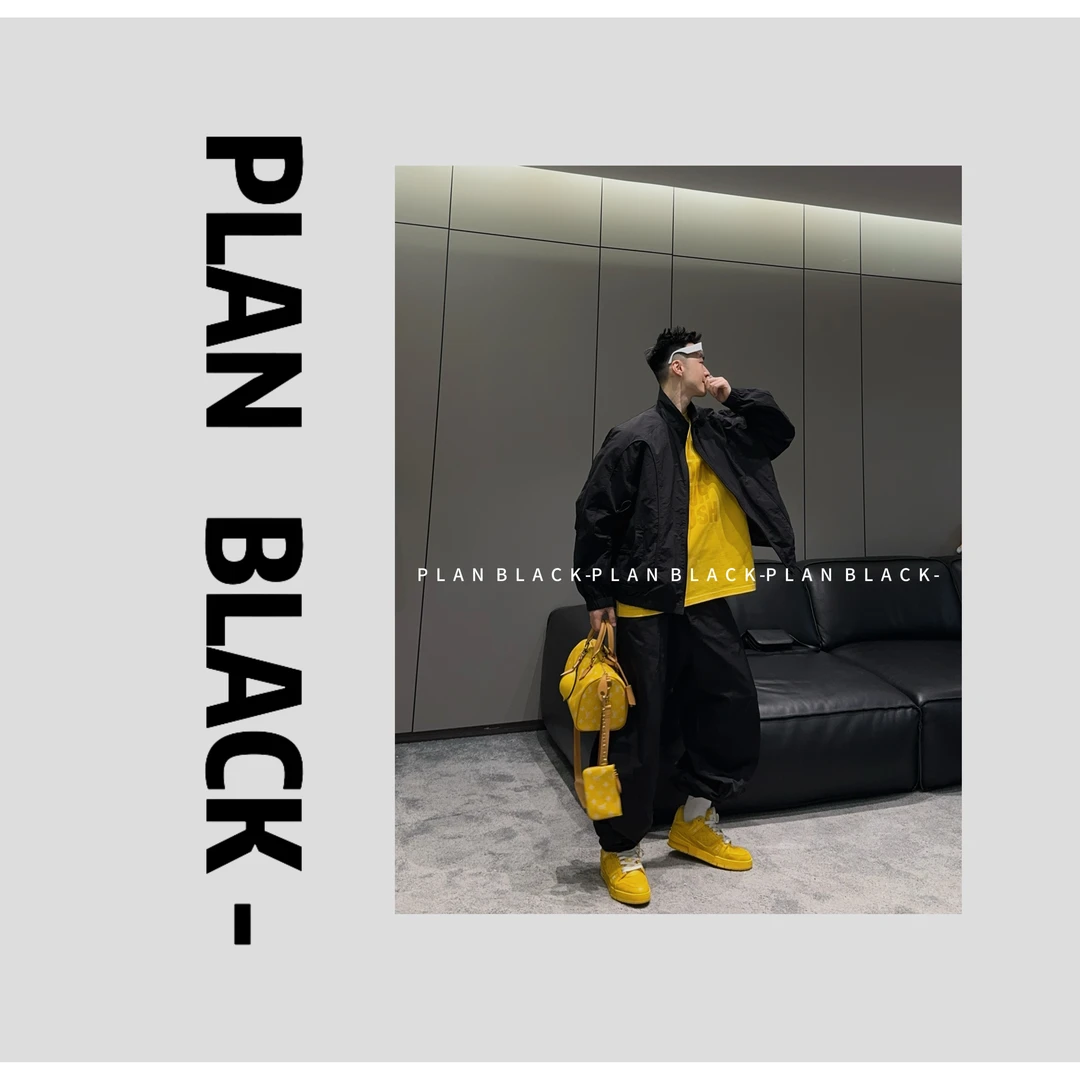 RICH陈发财【ALL BALCK黑武士】新款抽绳袖口袋机能风夹克外套3891