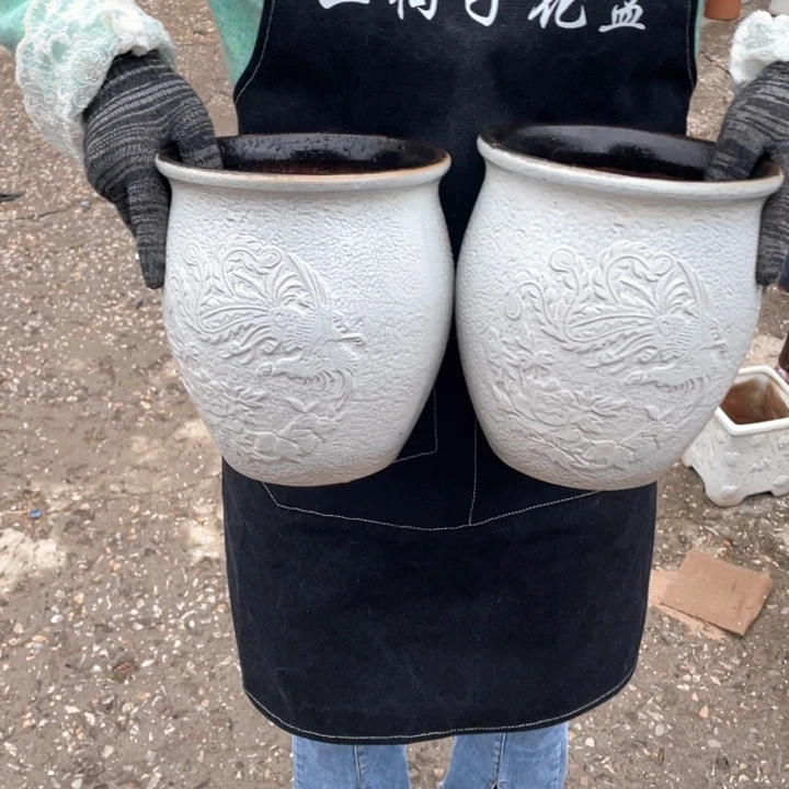 紫砂花盆口18高20瑕疵瑕疵