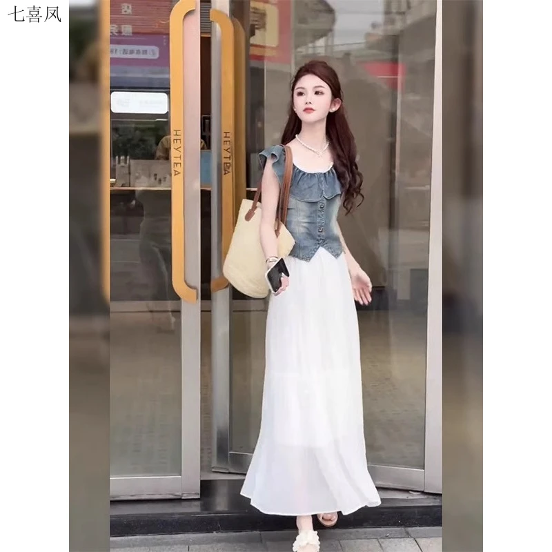新款温柔风小个子女生两件套上衣半裙套装清新荷叶边设计夏日时尚