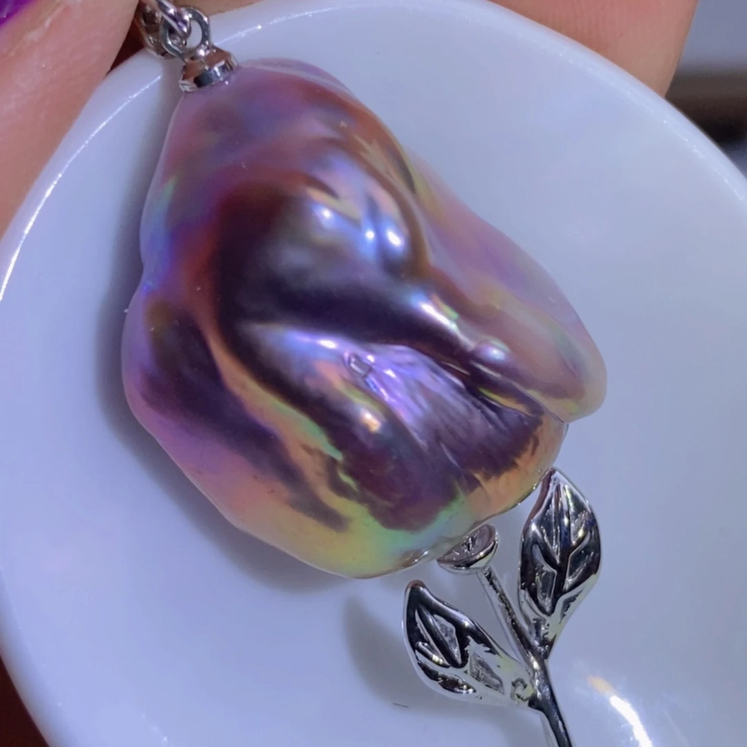 银S925镶嵌天然淡水珍珠淡水珍珠