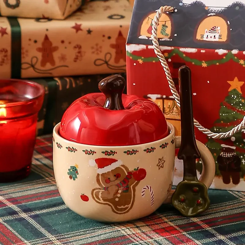 圣诞节马克杯情侣带盖陶瓷杯圣诞礼物杯子家用喝水杯情侣对杯礼物