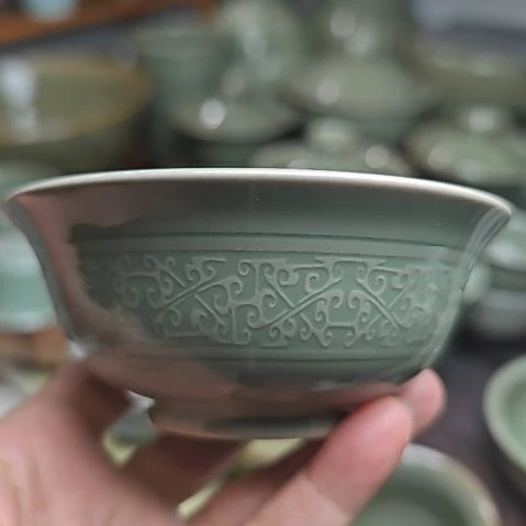 要老泥料勾云纹蘸醋碟四只