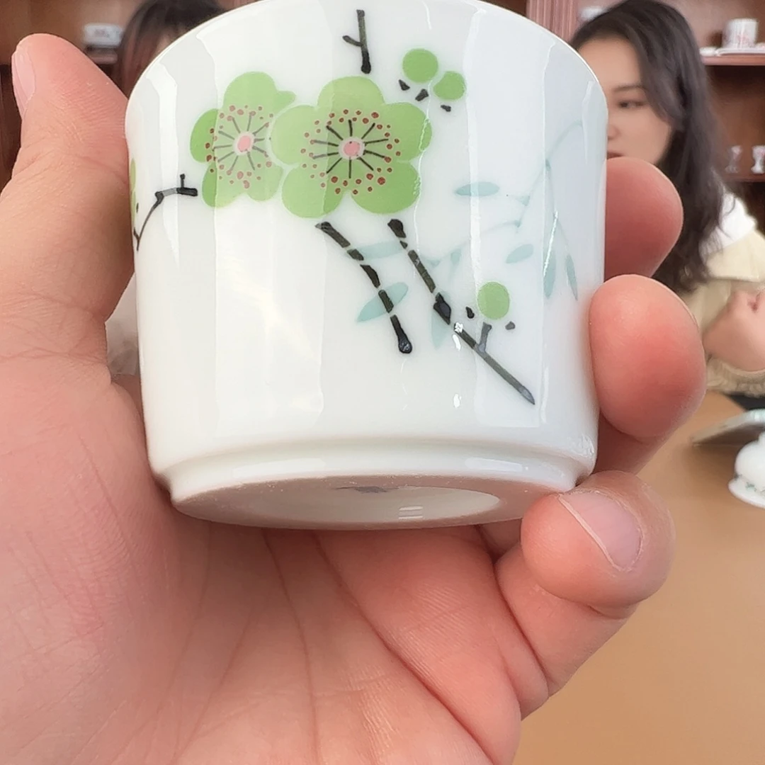 瓷翠竹青梅书卷杯杯