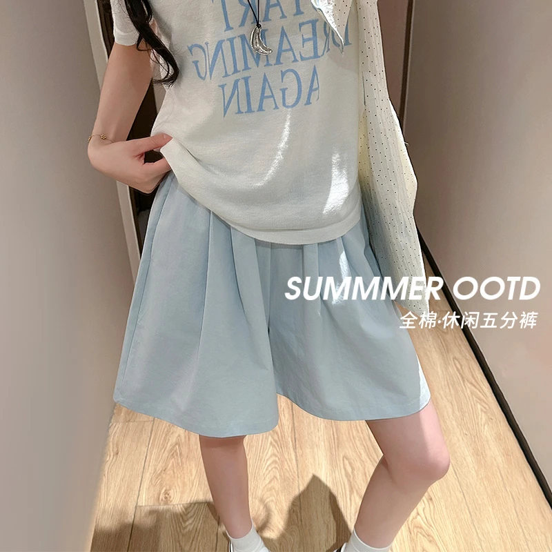 短裤女夏季高腰 a字宽松阔腿裤显瘦休闲裤五分裤纯棉短裤新款