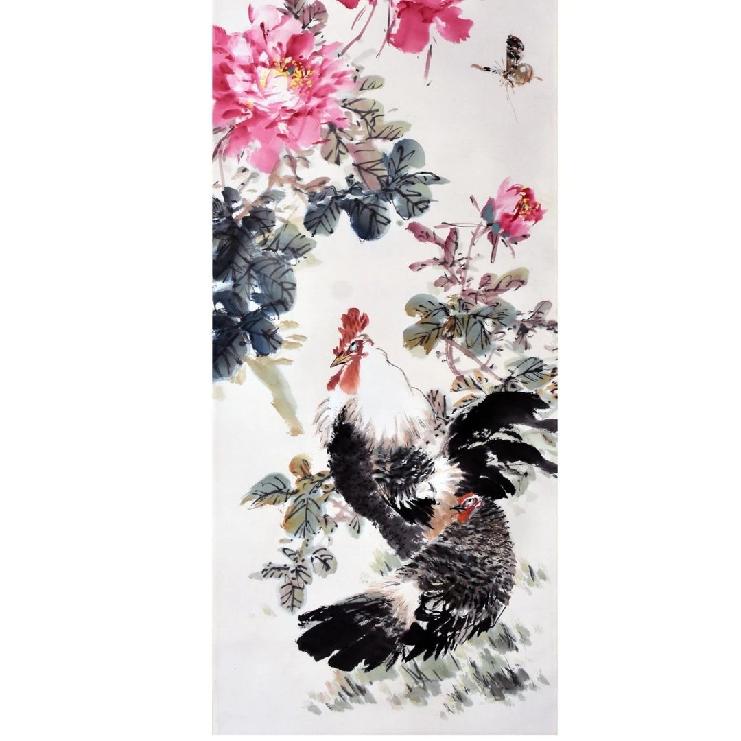 HM0835 庭钧 富贵大吉图 95×34cm 纸本立轴