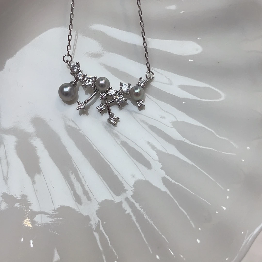 项链银S925镶嵌海水珍珠