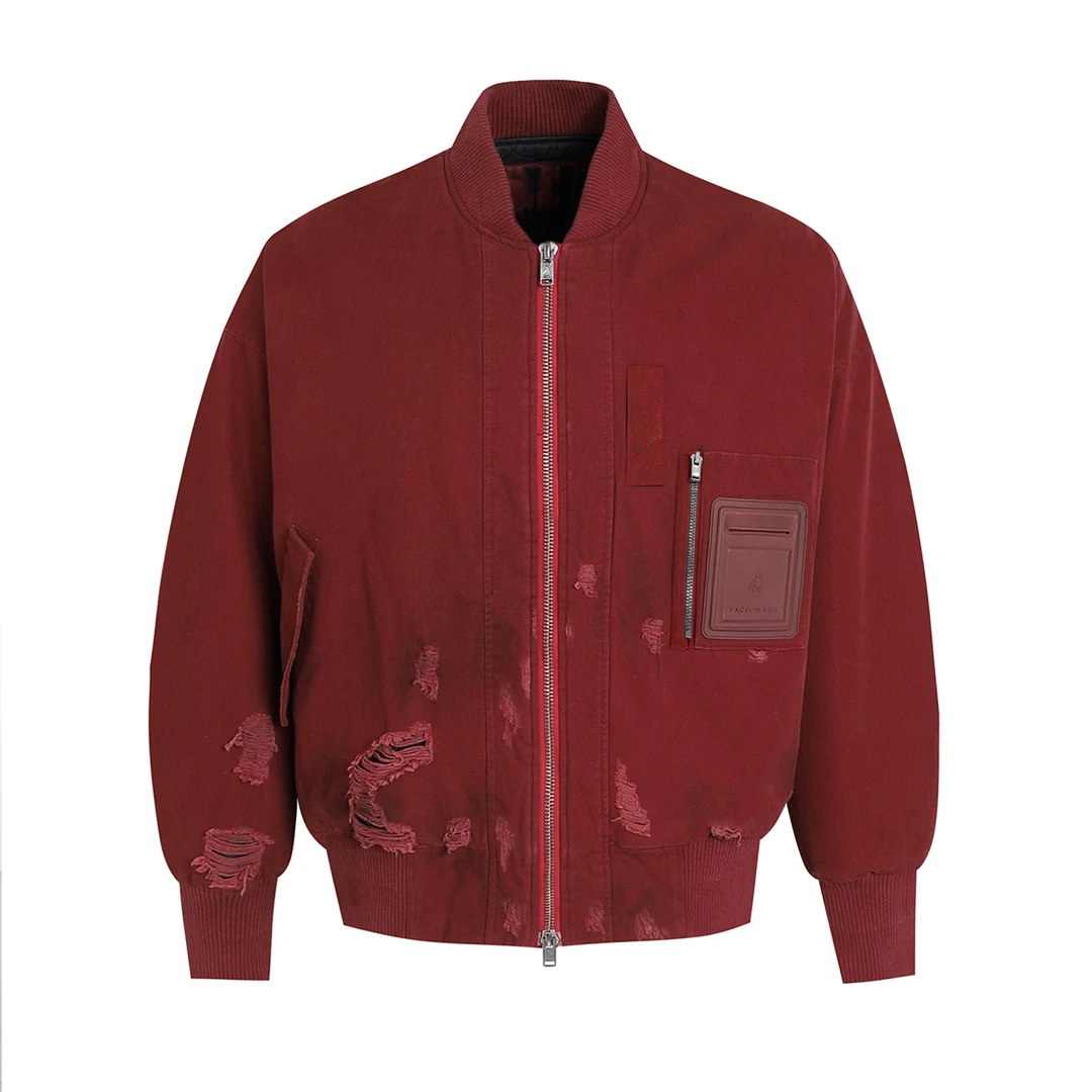【范丞丞同款】勃垦地红MA-1破坏飞行员夹克 棒球服外套男春秋款
