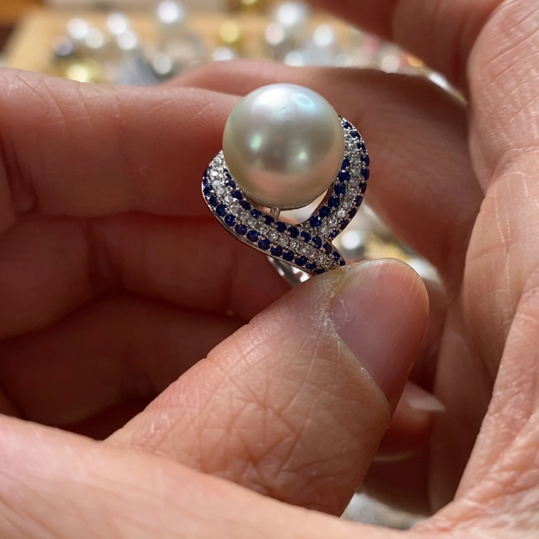 海水珍珠戒指银S925镶嵌