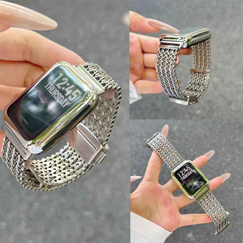 适用小米手环9/8pro磁吸卡扣镂空纹红米Redmi watch6/5/4高级腕带