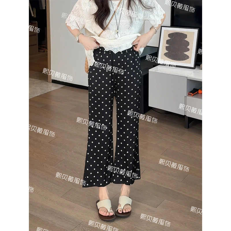 熙贝薇6 【波点微喇裤】欧货小众松紧腰夏季新款休闲裤  G5051