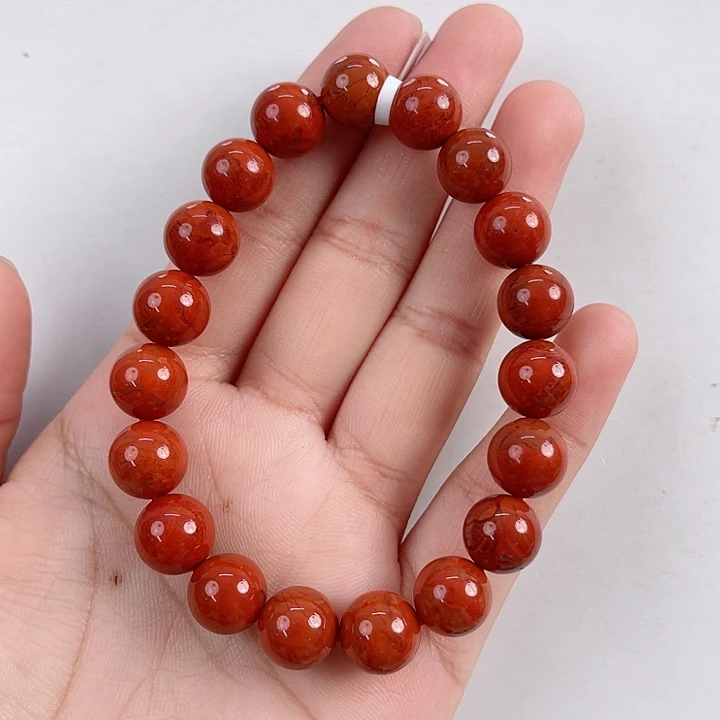 南红玛瑙未镶嵌瓦西柿子锦火焰圆珠单圈10mm