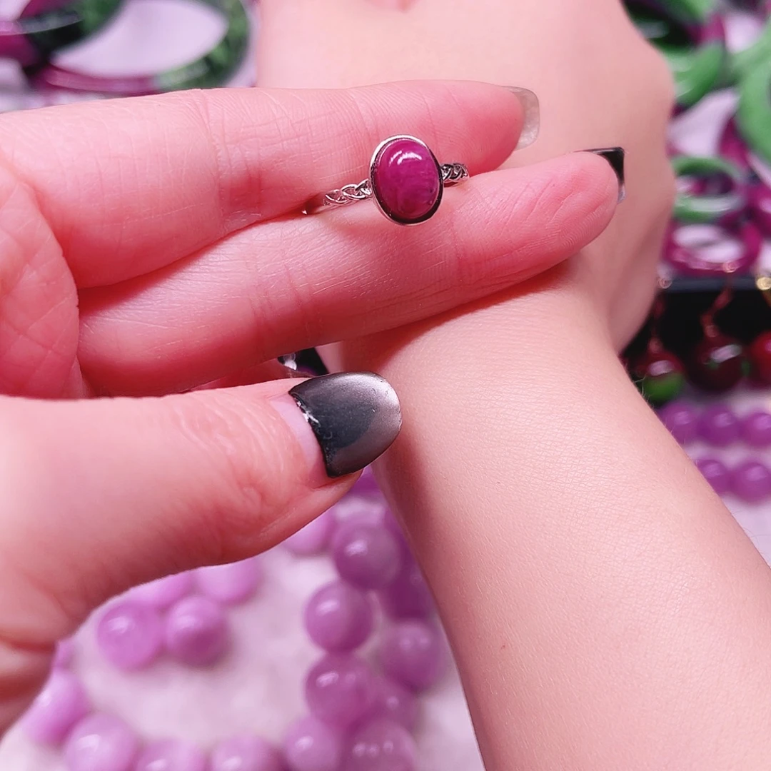 红宝石戒指银S925镶嵌