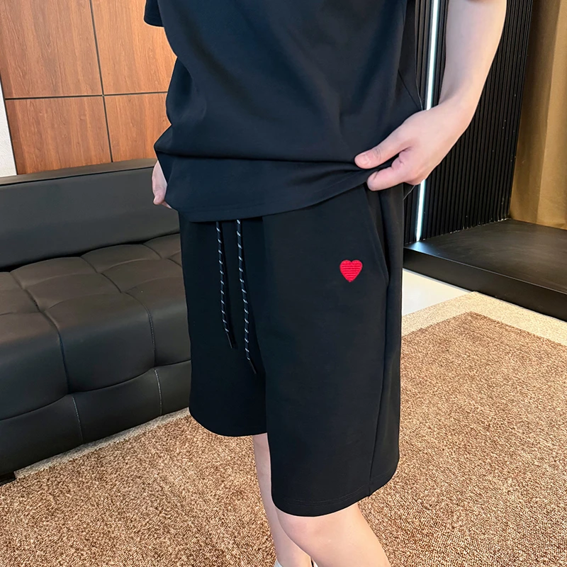 【爱心字母刺绣短裤】2025新款时尚百搭爱心刺绣工艺短裤男女同款