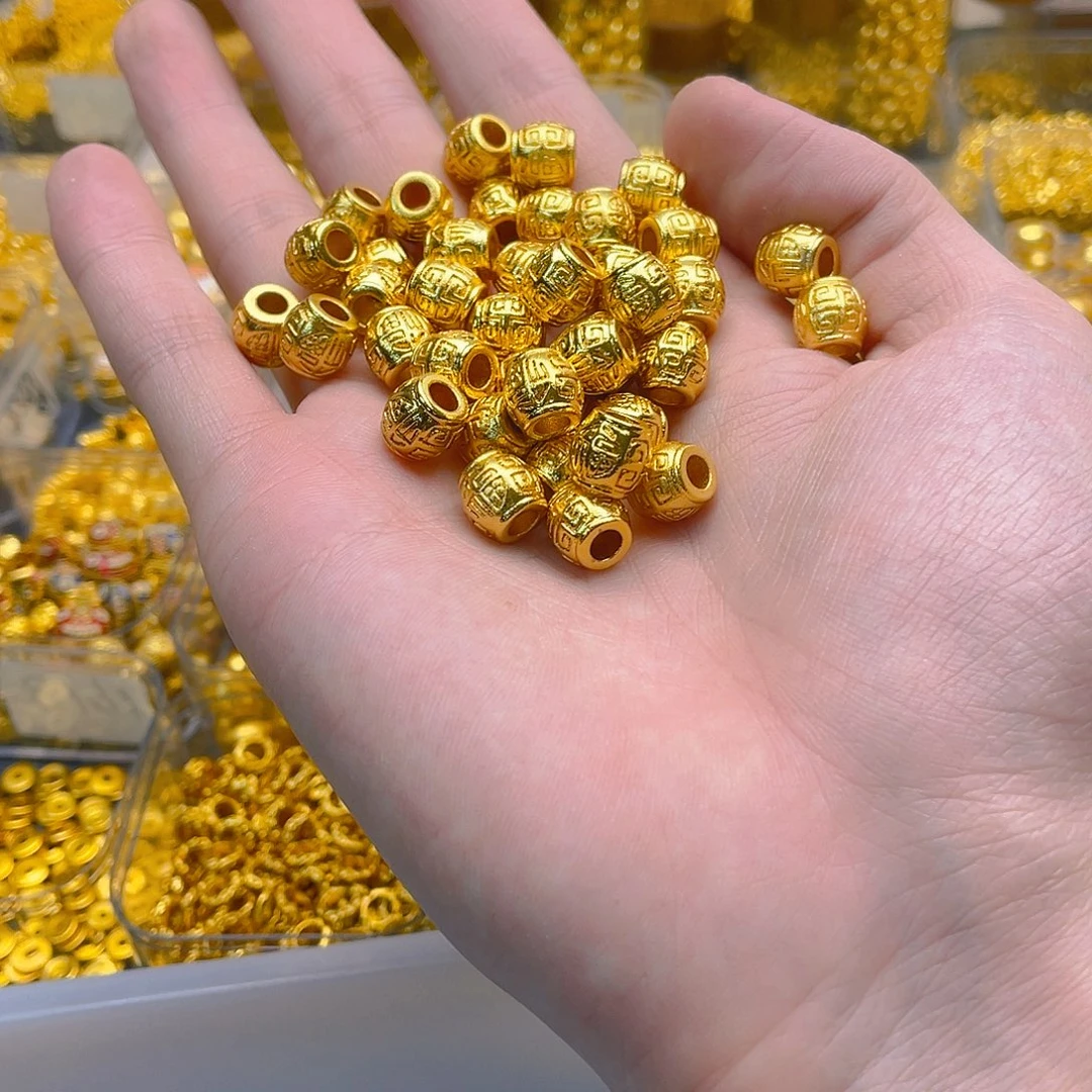 铜合金百福桶珠2个