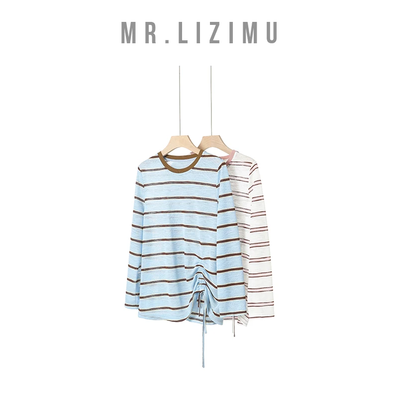 李子木先生女士秋款上衣洋气时尚爆款精致条纹慵懒风针织衫显瘦
