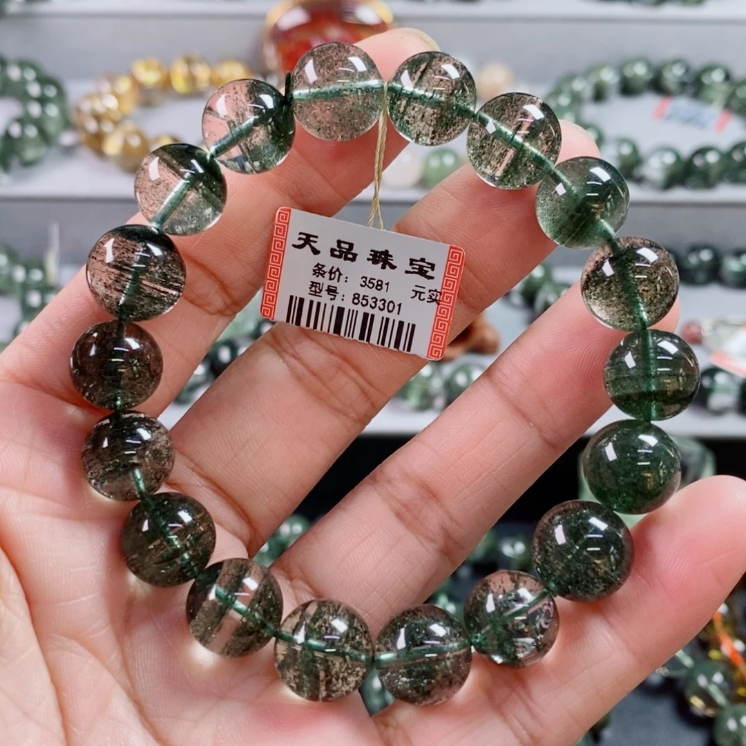 未镶嵌手链水晶绿幽灵千层手链853301