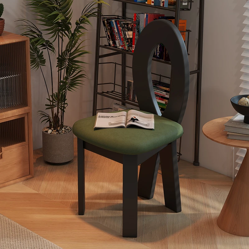 美物俪家法式复古餐椅餐厅中古实木软包餐桌椅设计师侘寂风人鱼椅