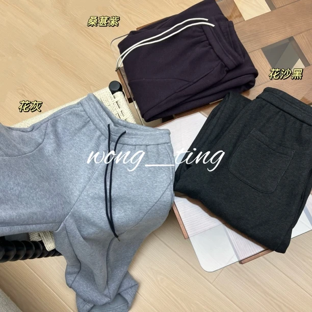 Wong_ting小众设计师加绒高腰抽绳保暖卫裤洋气百搭显瘦25939