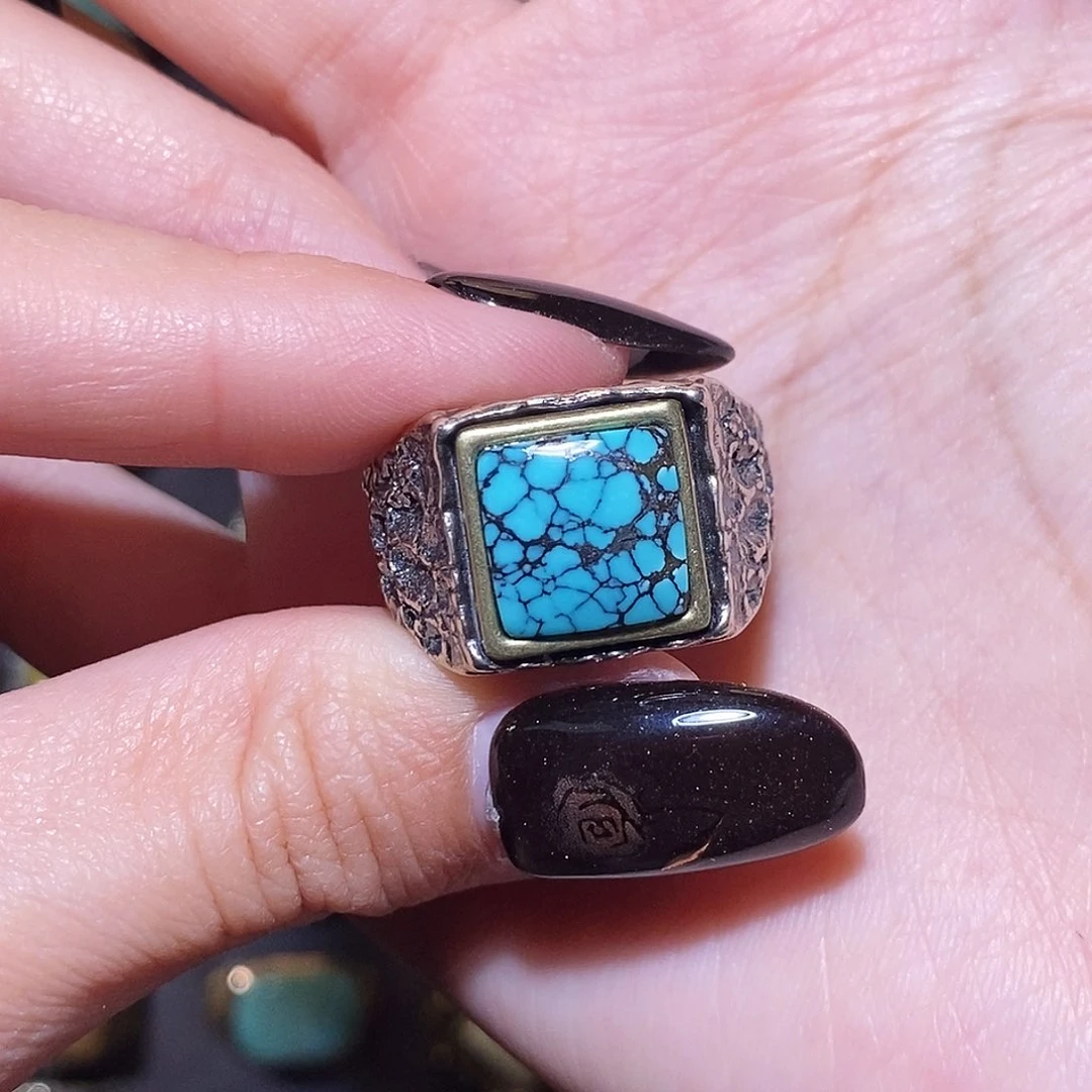 绿松石戒指银S925镶嵌M**S戒指