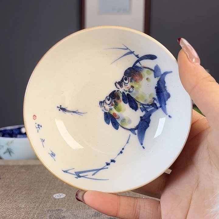 摆件景德柴烧茶杯多人