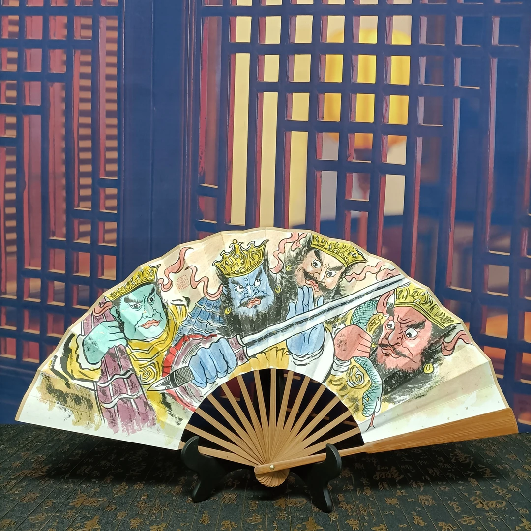 10寸15方手绘四大天王折扇