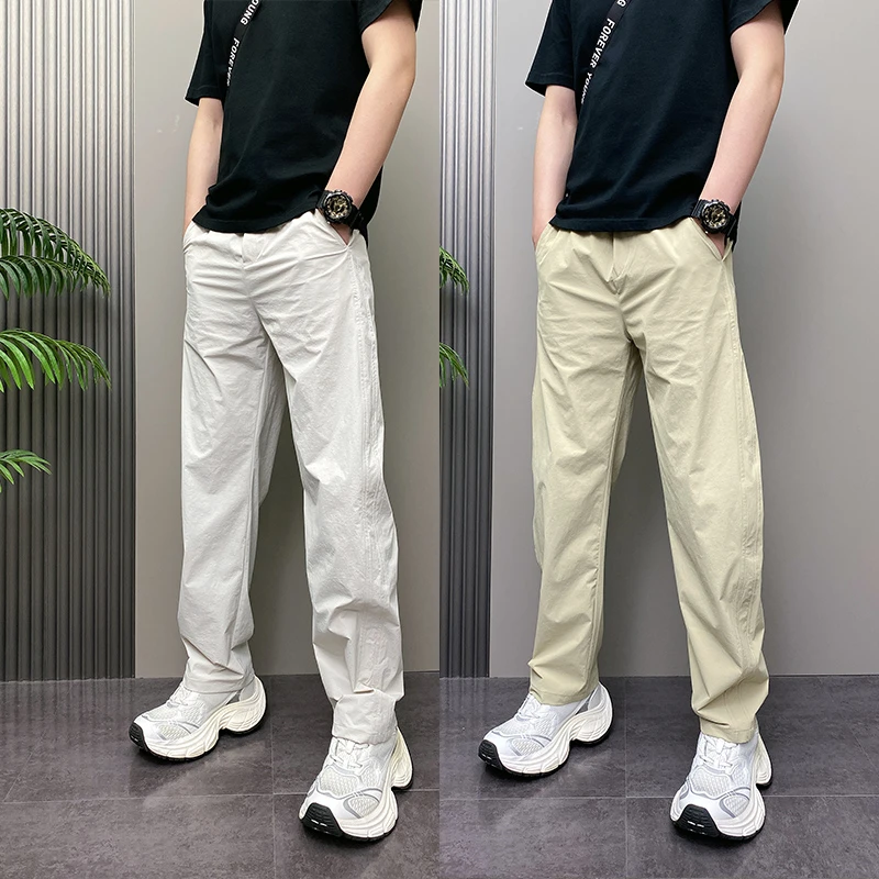 2025年夏季薄款潮流韩版痞帅宽松哈伦阔腿裤纯色户外休闲长裤子男