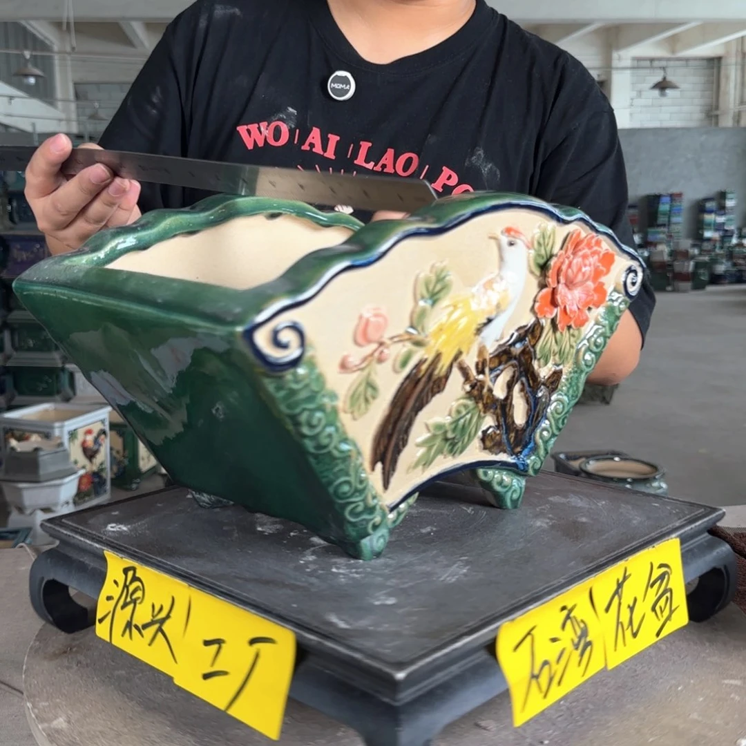 。一风堂石湾花盆 外扩 高温裂 内30*18*15