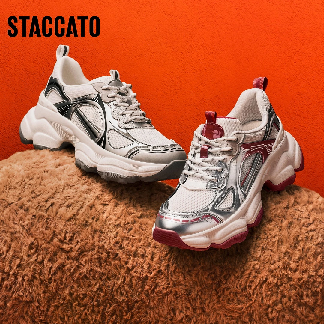 思加图2025新款流光风好事花生老爹鞋厚底运动休闲鞋女鞋ECE81AM5