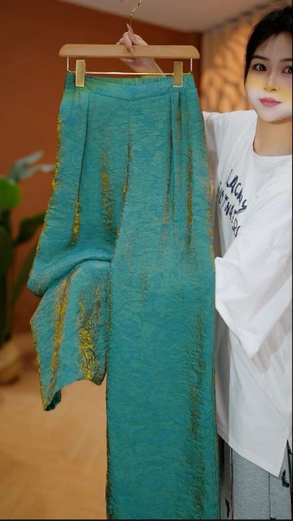 浮光金玉新中式国风气质阔腿裤（XH16/严选/萍/玉）