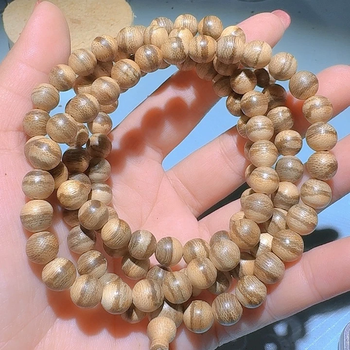 沉香手串释*慕海南天然虫漏圆珠多圈0.8/20克