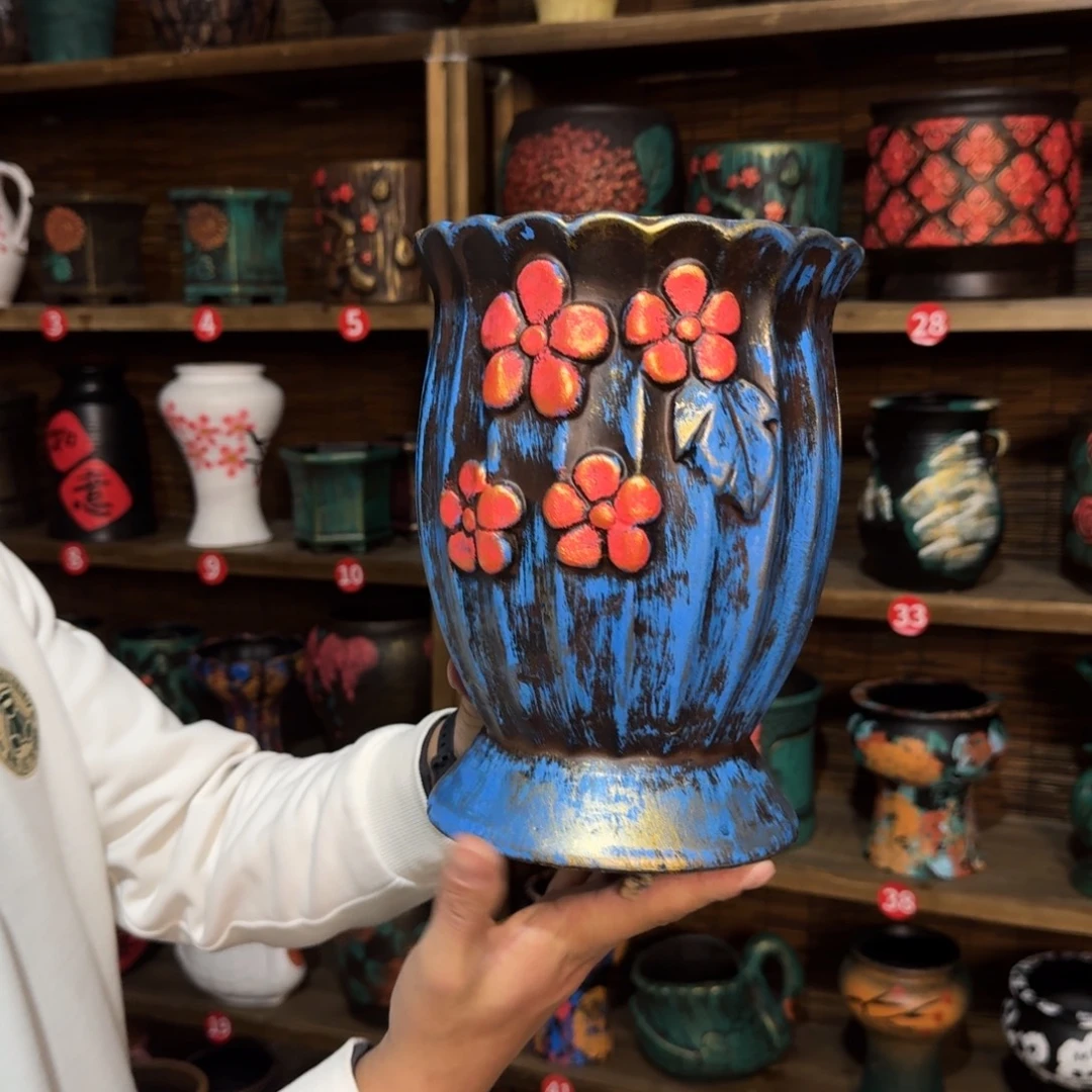 带孔高端浮雕花盆炸炸炸