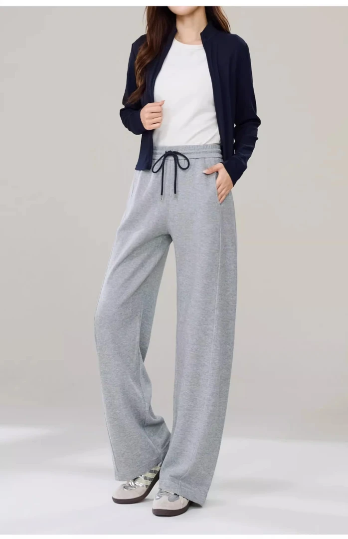 秋季新款运动裤女2025高腰香蕉卫裤显瘦直筒宽松灰色休闲裤子