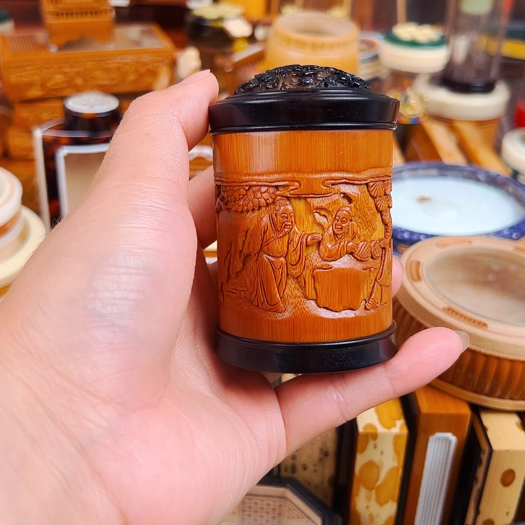 竹老竹雕刻扎嘴罐➕扎嘴