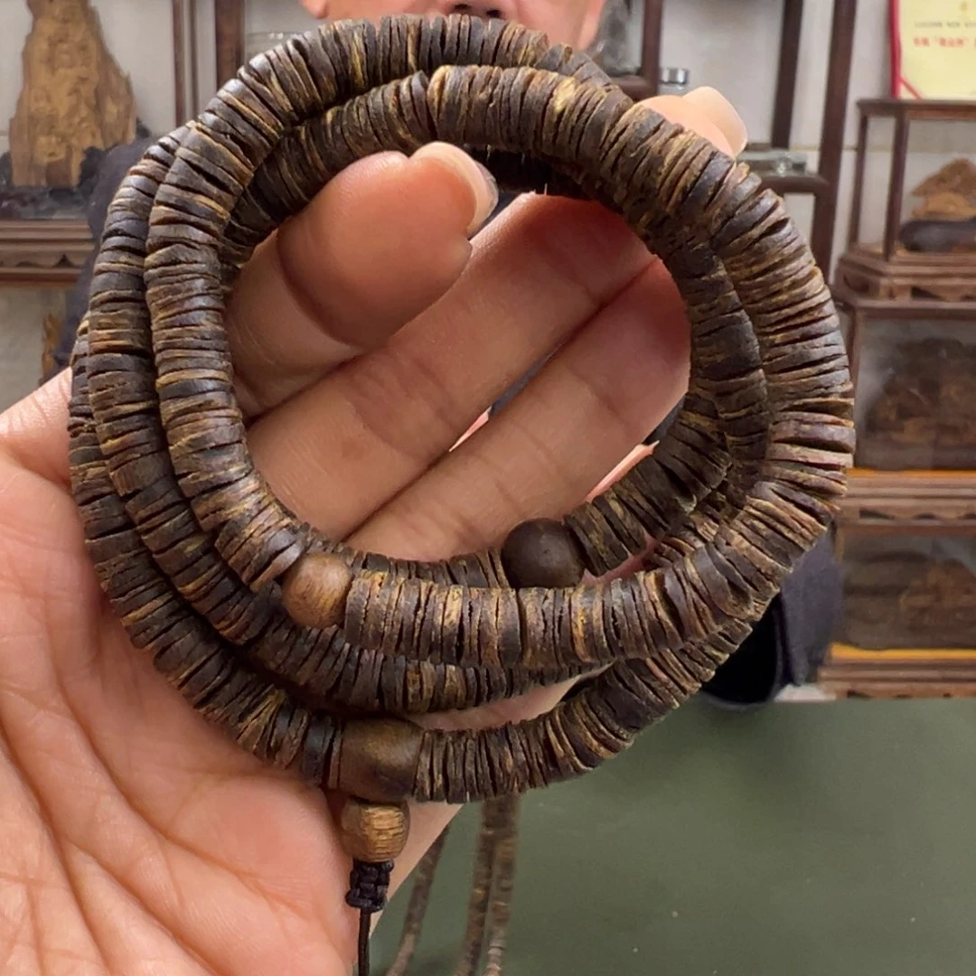 沉香手串海南老白棋沉水片珠卡7/28g多圈多样性发一