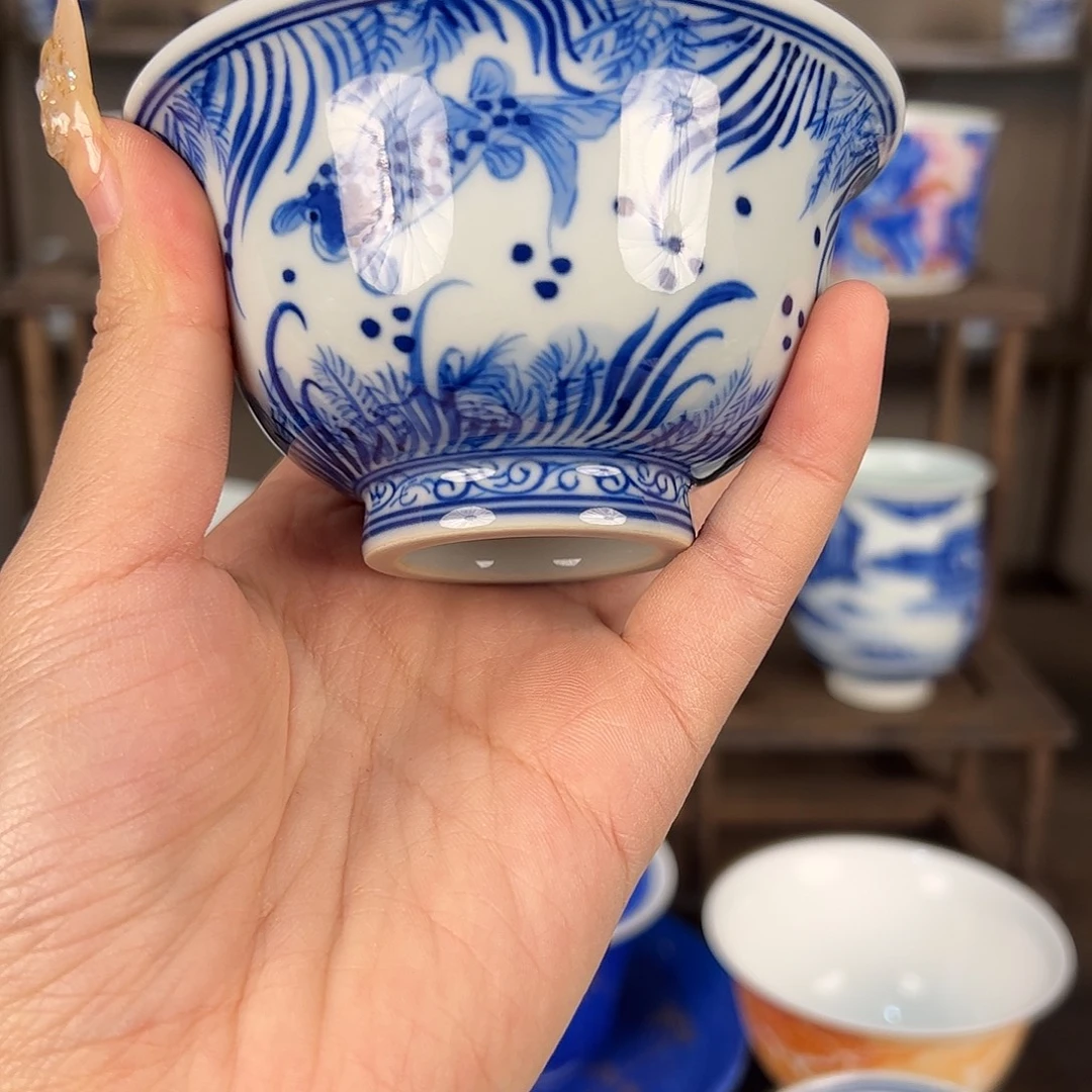 摆件陶景德镇陶瓷手工手绘单杯