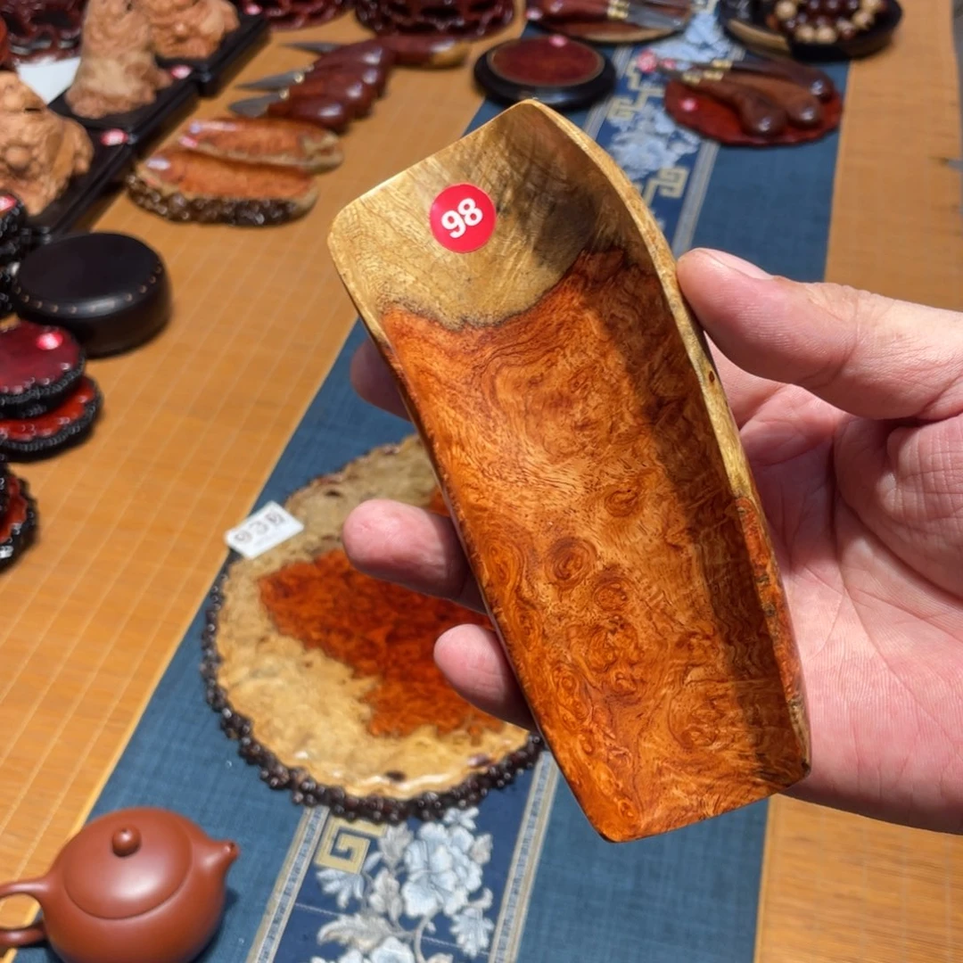 缅甸花梨双色茶则瘤疤