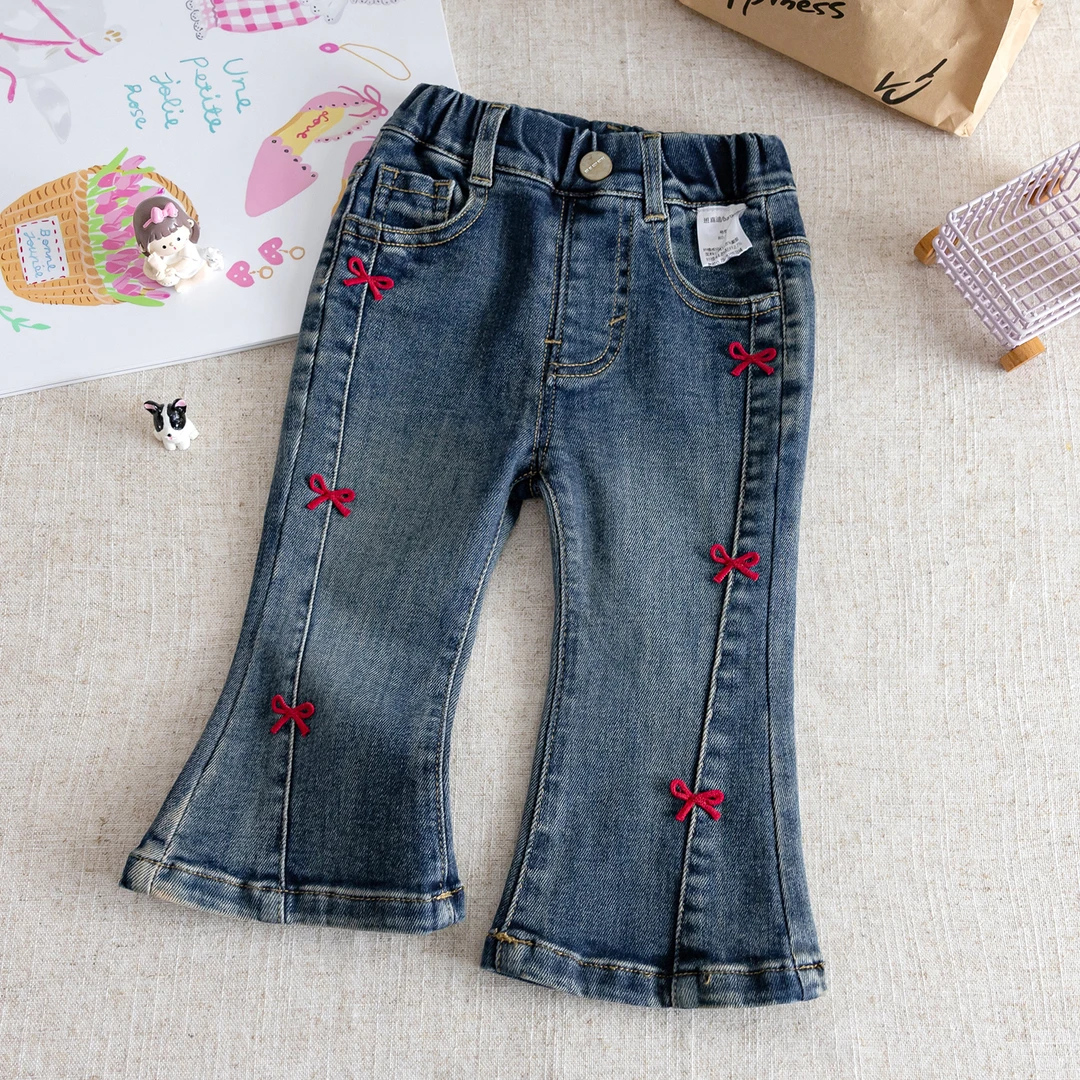 女童牛仔裤春秋款2025新款洋气宝宝喇叭裤秋季休闲裤儿童裤子秋装