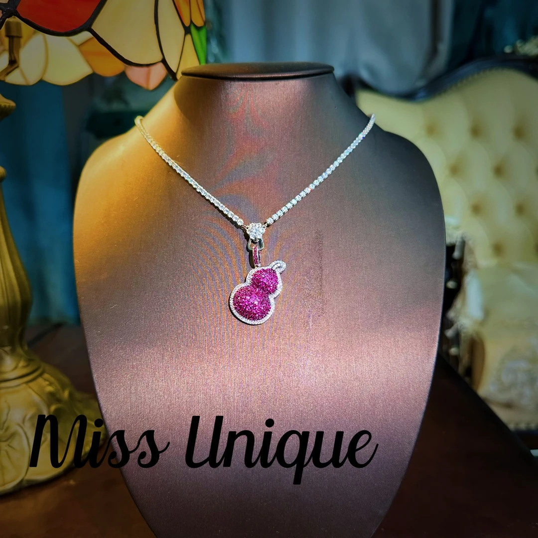 S6418玫红色葫芦项链