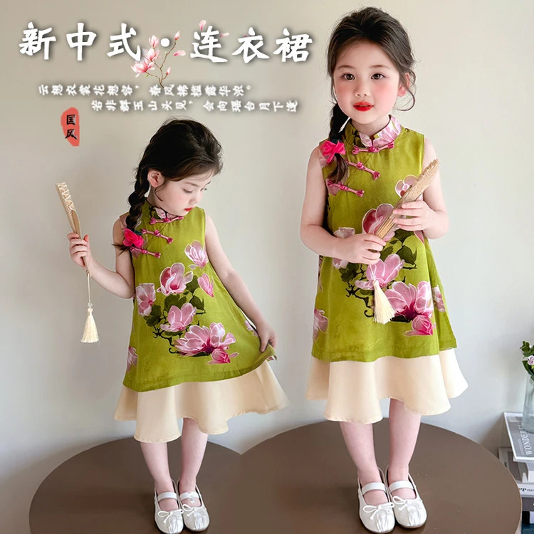 汉服女童2025新款女宝宝超好看新中式古风旗袍裙小女孩国风旗袍夏