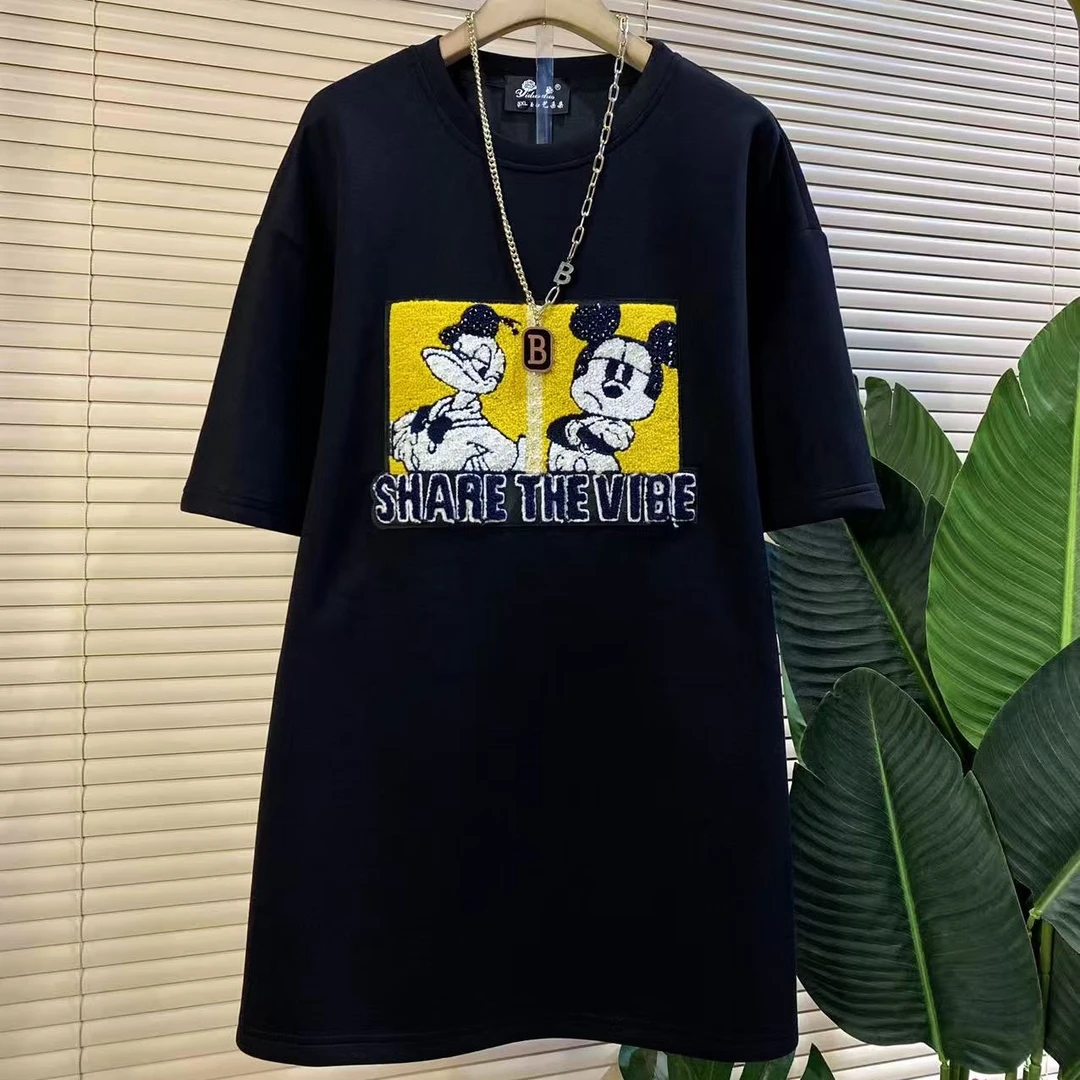 Y-85267胖mm欧货时尚新款钉钻卡通毛巾绣减龄大衫