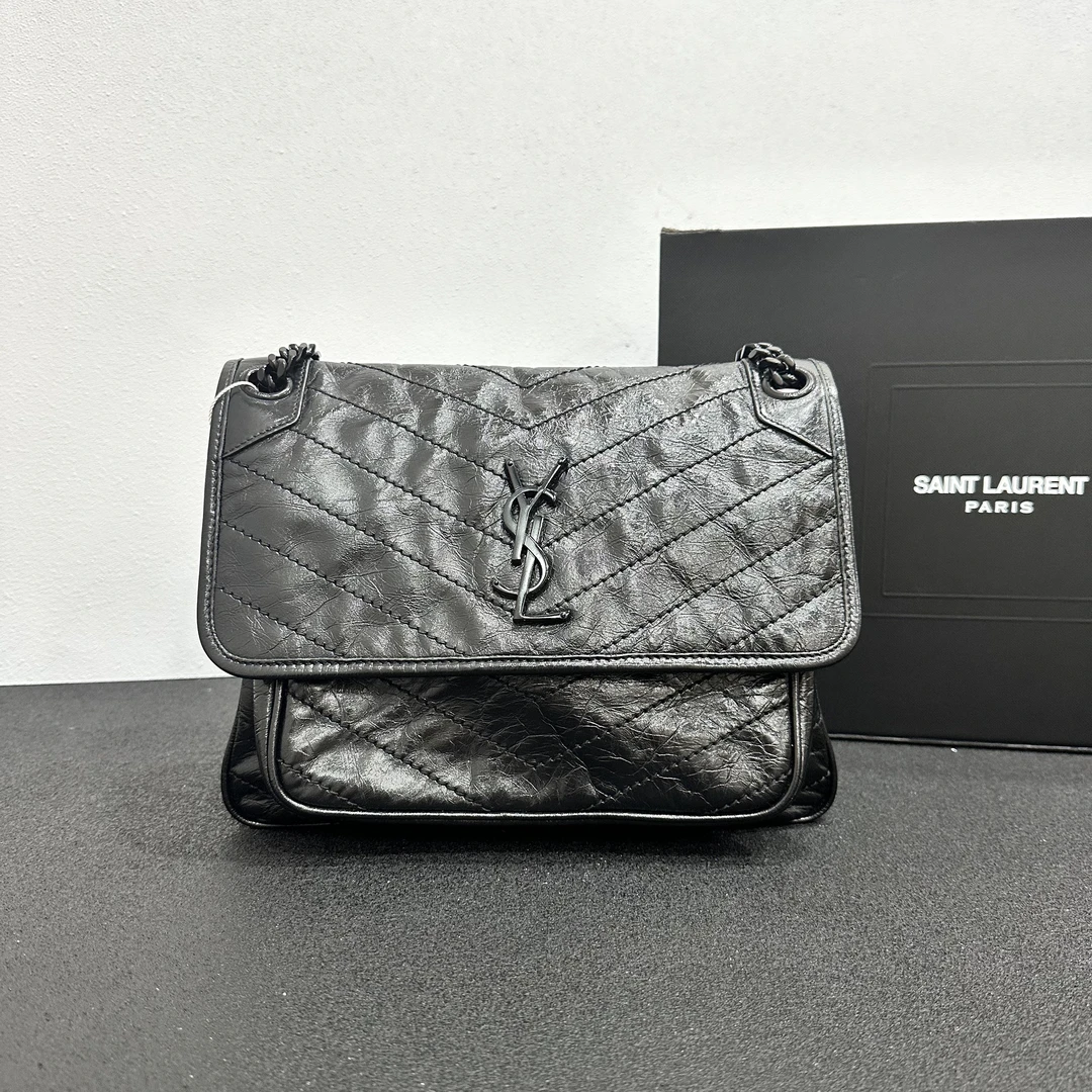 未使用 YSL/圣罗兰 壹所/YSL niki 中号 黑银 新款 中秋女包