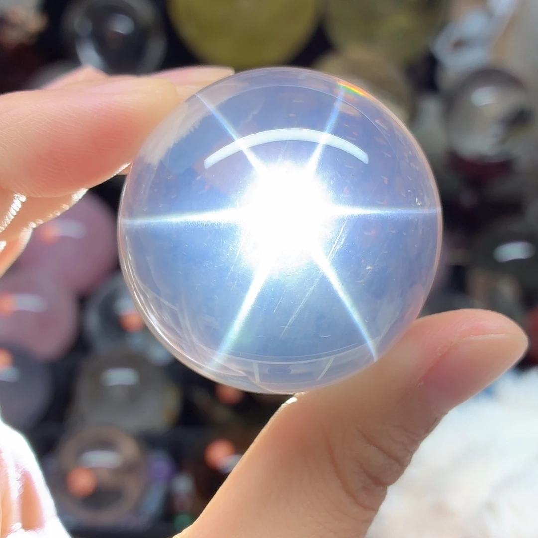 水晶未镶嵌珠宝半成品净体45六芒星