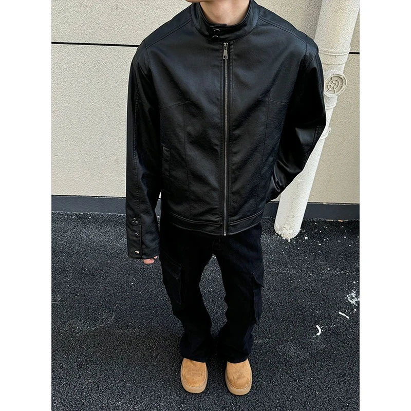 美式复古皮衣外套男款春秋高级感痞帅机车服防风防水短款飞行夹克