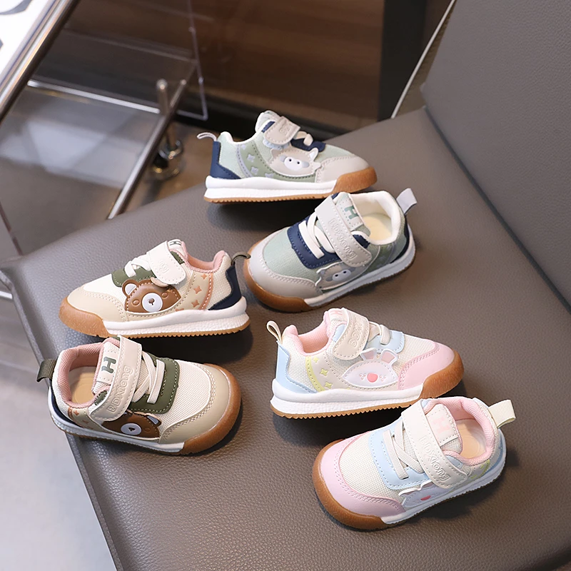 16-26码女宝宝学步鞋春秋新款软底透气网面休闲男宝宝防滑卡通鞋