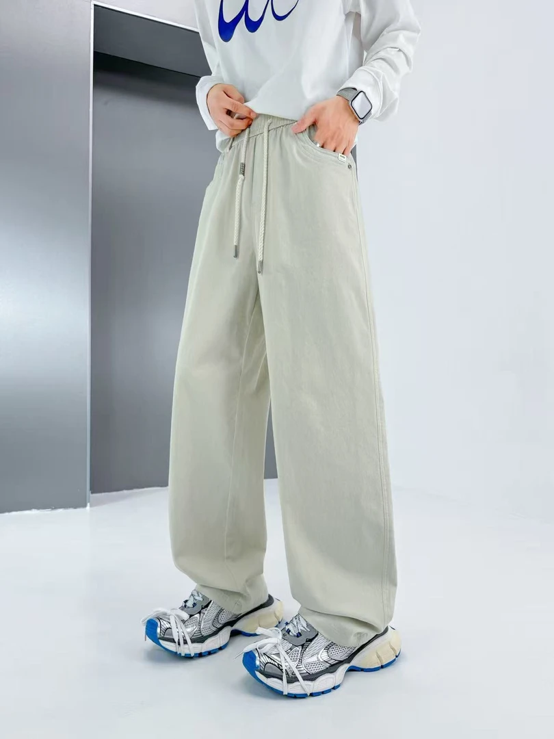 韩式活力风宽松型厚款中腰休闲裤百搭宽松裤子牛仔长裤