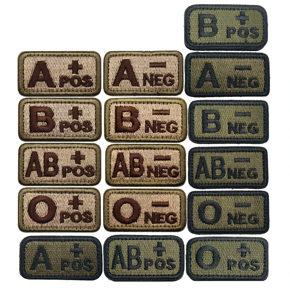 机能战术臂章刺绣魔术贴胸章 A型B型AB型O型+POS-NEG血型章徽章